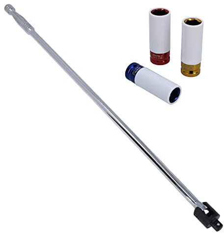AB Tools 1/2 Drive Breaker Bar 30” Long + 3pc Alloy Wheel Nut Metric Sockets 17 19 21
