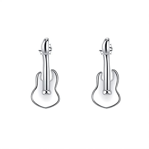 KnSam Schmuck Ohrringe Sterlingsilber, Ohrstecker Gitarre, Ohrringe Silber 925 Stecker Glitzer, Silber