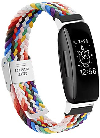 Nylon Armband Kompatibel mit Fitbit Ace 2/Ace 3 Armband Metall Edelstahl Verschluss Band Nylon Stoff Geflochtenes Dehnbarer Adjustable Wristband Sport Ersatzarmband für Fitbit Ace 2/Ace 3 (Farbe)