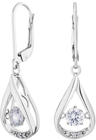 JC Jeweller Carat Damen Ohrringe Silber 925 tanzendes Zirkon (Tropfen)