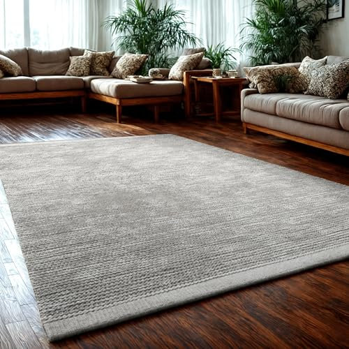 MY-RUG Handgemachter Wollteppich aus gewalkter Schurwolle, weicher Handweb-Teppich, Natur Wohnzimmerteppich, Wendeteppich, robust & pflegeleicht, WoolHeaven, beige Creme, eckig 150 x 80 cm