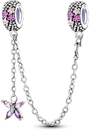 Hapour 925 Sterling Silber Sicherheitskette für Armbänder Charms Dangle Anhänger Perlen Schmuck Charm für Frauen