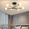 Modern Chandelier Light, 6 Lights Industrial Semi Flush Mount Ceiling Lamp, Chandelier Lighting for Living Room Bedroom Kitchen Dining Room Hallway E27 (Black with Gold)