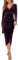 Joligiao Women Long Sleeve Velvet Wrap Dress - V Neck Elegant Party Cocktail Gown, Sexy Ruched High Waist Slit Evening Clubbing Attire, Purple XL