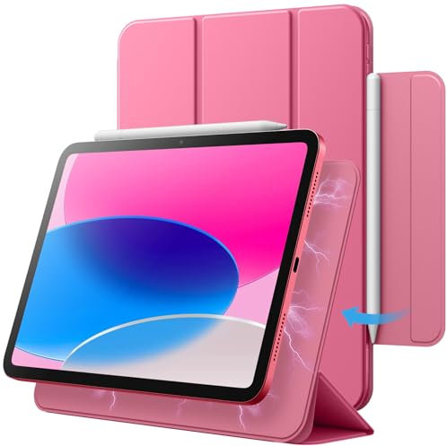 JETech Magnetisch Hülle für iPad (A16) 11./10. Generation (2025/2022), Magnetisch Befestigung, Schlank Schutzhülle mit Auto Schlafen/Wachen (Rosa)