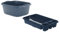 FotoStation Set of 2 - High Grade Plastic Medium Dish Drainer with 39cm Rectangular Washing Up Bowl (12L Litre) Kitchen Storage Organiser (Navy)