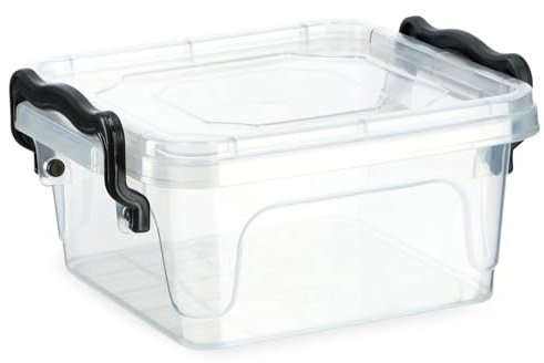 KADAX Aufbewahrungsbox mit Deckel, Robuster Plastikbehälter aus Kunststoff, Lunchbox, Transparente Frischhaltedose, Vesperdose mit Klickverschluss (0,35L)