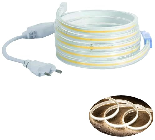 H+H Leipzig LED COB Strip Streifen (Teilmöglichkeit aller 10 cm) + IP20 Netzkabel mit Eurostecker. (40 Meter, Neutralweiß, 240LEDs/M, ohne Schalter)
