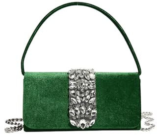 CORIOS Borsetta da Sera da Donna Strass Clutch Pochette Piccolo con Catena Borsa Sposa Elegante Borsa a Spalla Gorgeous Borsa a Tracolla per Cerimonia Festa Ballo Cocktail Verde