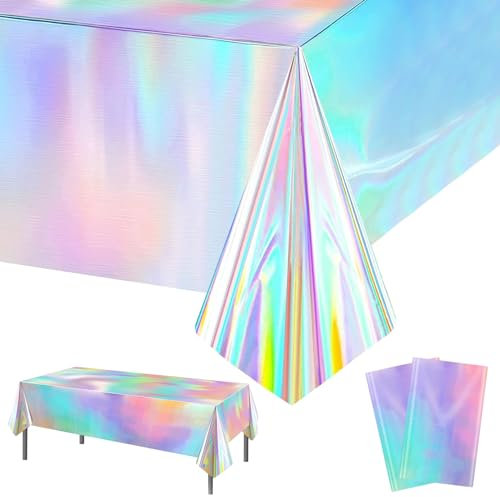 KIKVTER Meerjungfrau Tischdecke, 2 Stück Meerjungfrau Party Tischdecken, Meerjungfrau Geburtstag Deko, Geburtstag Tischdecke, Meerjungfrauen Themenparty Dekorationen für Mädchen, Geburtstag, Hochzeit