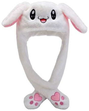 DTREELS Modischer Hasenhut, bewegliche Ohren, lustige Hüte mit Ohren, die sich bewegen, niedlicher Plüschhase mit Hut, Ohren, bewegliches Geschenk für Frauen, Hase, bewegliche Geschenke, Hasenhut,