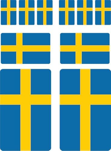 10 Stück Flaggen Aufkleber Schweden Set Sticker Sverige Autoaufkleber - Offsetdruck