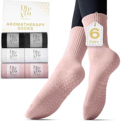 6 Paare Pilates Socken,Yoga Socken & Stoppersocken für Damen Herren,Anti rutsch Antirutschsocken mit Noppen & Duft,Yogasocken Ideal für Geschenk,Reformer,Ballett,Barfuss,Tanz,Fitness, Reha,35-42