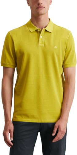 Marc O'Polo Herren Kurzarm-Poloshirt aus Bio-Baumwolle Regular Fit, Gelb (Vibrant Green), S