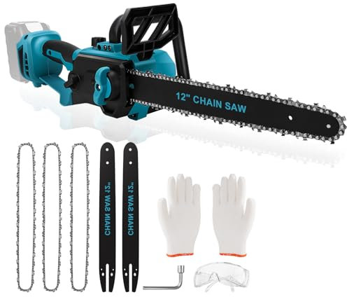 Motosierra sin escobillas compatible con batería Makita de 18 V, mini motosierra inalámbrica de 12 pulgadas con engrasador automático y bloqueo de seguridad, motosierra de mano de 1000 W para podar
