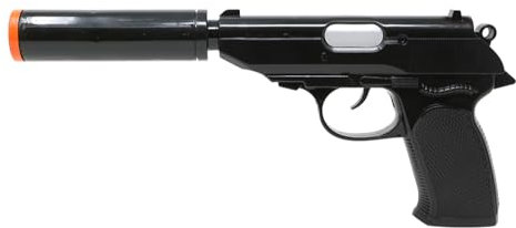 FIESTAS GUIRCA | Pistolet Jouet avec Silencieux (25 cm) - Accessoire pour Costume de Policier, Militaire ou Voleur - Idéal pour Halloween, Carnaval et Fêtes Costumées - Noir