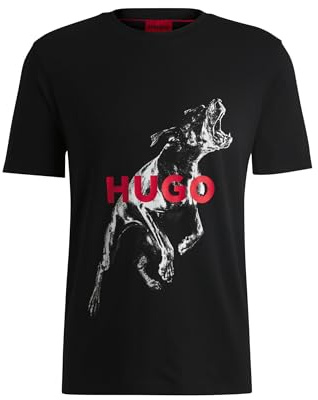 HUGO Herren Deyladec Regular-Fit T-Shirt aus Baumwolle mit Tier-Grafik