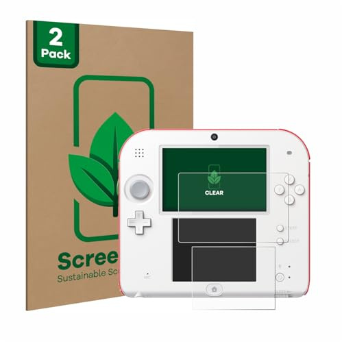 ScreenLeaf Schutzfolie für Nintendo 2DS | 2 Stück Transparenter Displayschutz Made in Germany Klare Displayschutz-Folie Kratzfest
