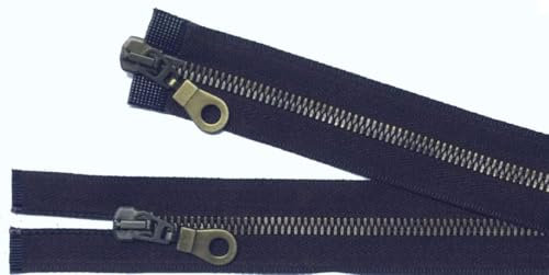 Reißverschluß Metall teilbar 2-Wege 70 cm dunkel blau