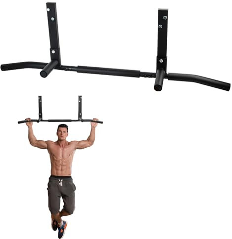Focenat Barre de Traction, Barre Tractions Murale, Barre de Fitness Fixation Murale, Pull Up Bar pour Entraînement et Gym à Domicile, Murale Plafond, 93 x 51 x 18 cm