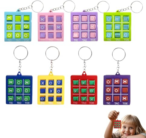 Tic Tac Toe Schlüsselanhänger – Perfekt für Geburtstagsfeiern & Einschulung Mitgebsel, Mini Rucksack Schlüsselanhänger, Coole Schlüsselanhänger, Tic Tac Toe Spiel, Leuchtende Schlüsselanhänger