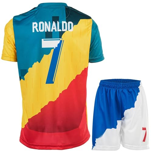 HUSSATEX Trio Ronaldo Special Vintage Edition #7 Kinder Fußball Trikot & Shorts Geschenkset Jugendgrößen