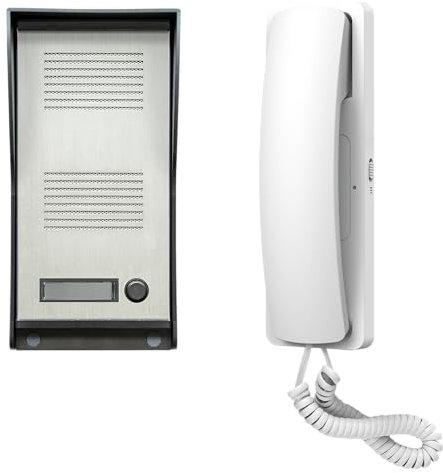 Intercom Kit – 2 Wires, Easy Installation, for Communities, Complete Street Plate, Box, DIN 12Vac/1A Feeder and Telephones (1 Housing Y)