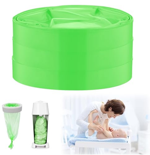 BUTBU 3 Pack Nappy Bin Refill, 4.5m Nappy Bin Refill Bags, Baby Diaper Pail Disposal Bags, nappy bin Refills Liners Compatible with Tommee Tippee, Twist and Click, Angelcare, Litter Genie (Green)