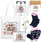 Sinmoe 7 Pcs Thank You Teacher Gifts for Women Set Teacher Appreciation Gifts for Nursery Include 12oz Insulated Mug with Lid and Straw Tote Bag Makeup Bag Socks Keychain Greeting Card with Envelope