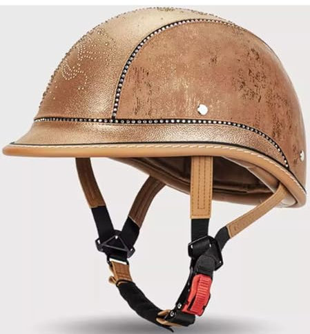 Retrò Tedesco Casco Motociclista Caschi Cromwell ECE/DOT Omologato Mezzo Moto Caschi Demi-Jet Con Fibbia Sgancio Rapido Casco A Scodella Universale Uomo Donna 2,S