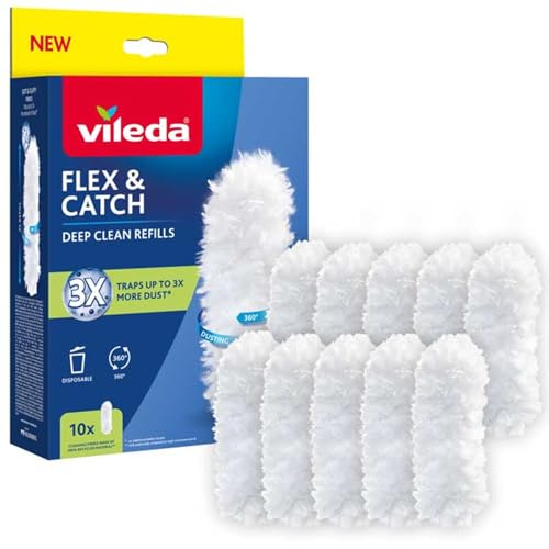 VILEDA FLEX & CATCH REFILLS set 10 ricambi per attrezzo toglipolvere Flex & Catch, ricambi in microfibra morbida, pulizia a 360 °
