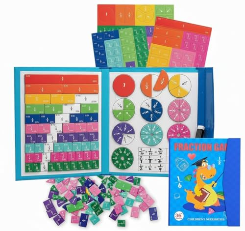 Kievano Magnetic Fraction Playbook, Livre Magnétique Fractions Montessori avec Cercles et Barres de Fractions, Jeu Éducatif Mathématiques pour Enfants, Ressources Mathématiques École Primaire