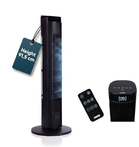 Princess Tower Fan – Elegant design – 40 W – Powerful, Quiet, Energy-efficient – Height: 91.5 cm – Oscillating – 4 modes – 12 speeds – 352370