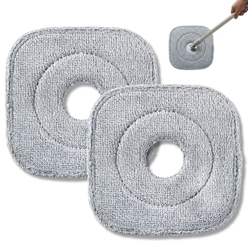 YUNTRUN 2 Pcs Mop Head Replacement, Compatible with Minky Mop Pads Microfiber Refills for Minky Opti Clean SpinPads Square Mop Heads