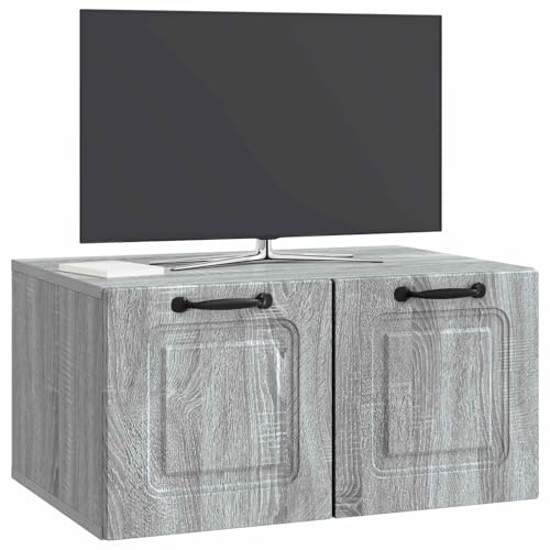 vidaXL Wandmontierter TV-Schrank Graues Sonoma 59,5 x 41 x 30 cm, Wohnzimmermöbel, moderner TV-Ständer, viel Stauraum, funktionale Medien-Einheit, platzsparendes Design, Holz-Unterhaltungszentrum