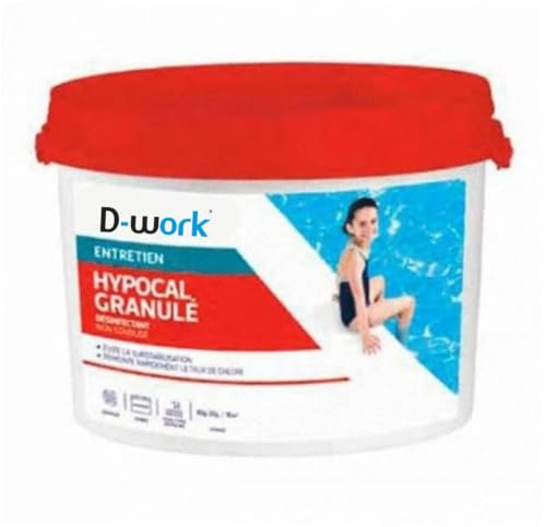 Hypocal Granulé pour Piscine 25 kg - Traitement Chlore et pH - Eau Claire et Saine - D-Work