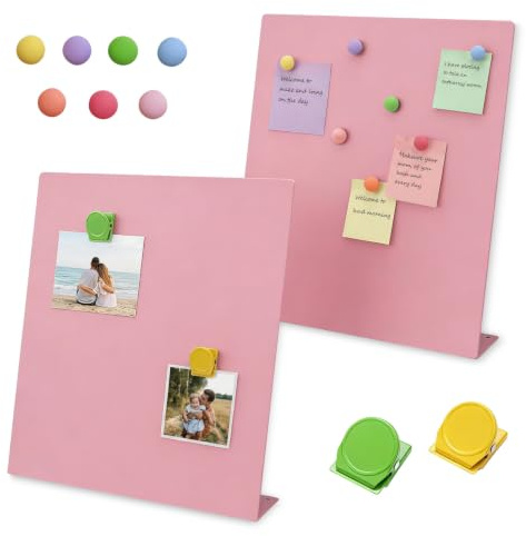 Acidea Tableau magnétique rose avec support, 32 x 28cm Tableau noir magnétique autoportantpour la maison, le Bureau, le campus, la cuisine,magnetic board portable pour affichage photo