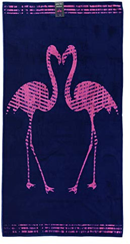 jilda-tex Strandtuch 90x180 cm Badetuch Strandlaken Handtuch 100% Baumwolle Velours Frottier Pflegeleicht (Flamingos)