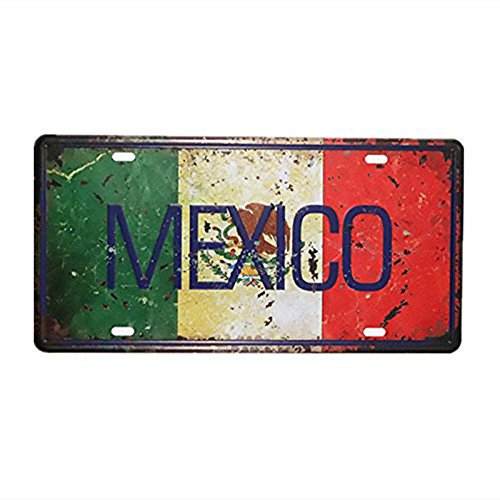 Placa de matrícula de coche, de la marca Eureya; para hogar, cafetería, bar, pub, restaurante, exhibición; decoración de pared vintage (15 x 30 cm), metal, Mexico, 15,24 cm x 30,48 cm