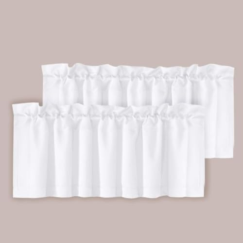 H.VERSAILTEX 2 Panels White Valance for Windows, Natural Blackout Curtains Valances for Small Windows/Living Room/Bedroom/Bathroom Rod Pocket 52 W x 18 L, Pure White,2 Packs