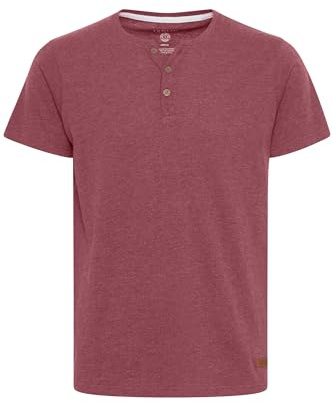 !Solid Volker Herren T-Shirt Kurzarm Shirt Mit Grandad-Ausschnitt, Größe:M, Farbe:Wine Red Melange (8985)
