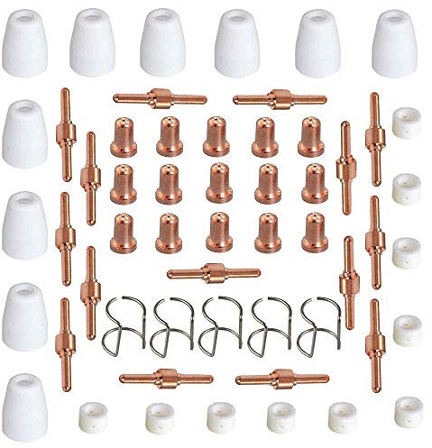 Eagles Plasmaschneider Schneidbrenner Zubehör Set mit Erweiterte Tips Düse elektroden und Schutzhülle Keramik Tasse Gas Ring für PT-31 CUT-40D LGK-40 Plasmaschneider Schneidbrenner
