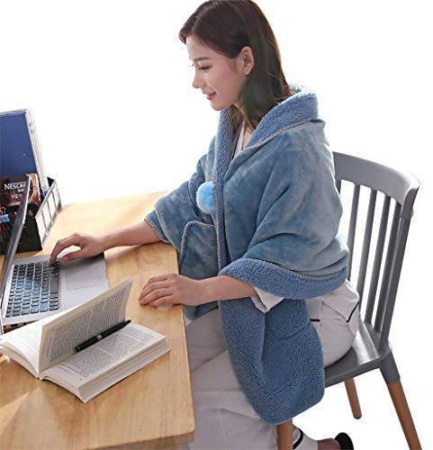 Slow Time Shop Wearable Decke werfen Wrap, Ultra Soft Coral Plüsch Sherpa gezeichnete Freizeitbekleidung, Wearable Warm Cozy Decke TV-Decke mit 2 Taschen- 65 x 170cm