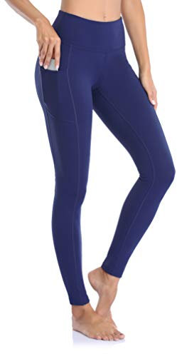 Vimbloom High Waist Figurformende Damen Sporthose, Blickdichte Sport Leggings - Lange Sportleggins Yogahosen mit Taschen VI263(Tiefes Blau,M)