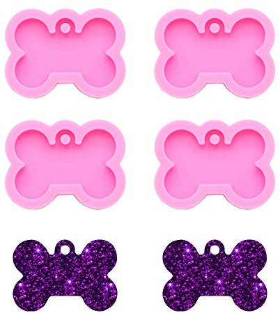 Nifocc DIY Hundemarke Schlüsselbund Silikonform mit Löchern Anhänger Harzformen für DIY Schmuck Basteln Handwerk - (klein) 4 STK