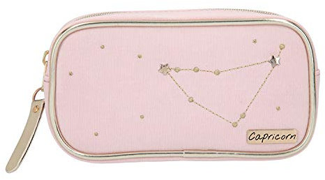 Depesche 10861-034 TOPModel - Kosmetiktasche, rosa mit dem Sternbild Capricorn (Steinbock) verziert, ca. 19 x 10 x 5,5 cm groß, zum Verstauen von Schmink- und Kosmetikartikeln