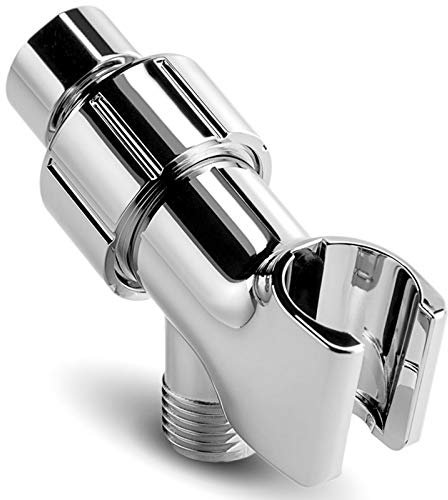 Shower Arm Mount Chrome Finish, Universal Head Holder, Parts, Adjustable Bracket for Hand Held Showerheads with Wall Hook and Brass Pivot Ball