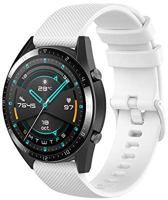 Wownadu 22mm Quick Release Cinturino Compatibile Per Garmin Forerunner 255/265, Venu 2/3, Vivoactive 4, Compatibile Per Fossil Gen 5/6 44mm Cinturini Bianca Sportivo Silicone