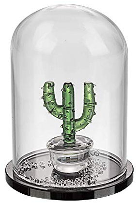 LONGWIN Crystal Cactus Figurines in a Glass Dome Artificial Glass Plants Flowers Statues Home Decor Tabletop Centerpiece Ornaments Collectible Gift