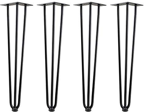 Zelsius 4er Set Hairpin Legs 60 cm | schwarz | Stahl Tischbeine, Haarnadelbeine | Hairpins für Do-It-Yourself Esstisch Arbeitstisch Beistelltisch Schreibtischbeine | Bodenschutz. Möbelbeine, Beine